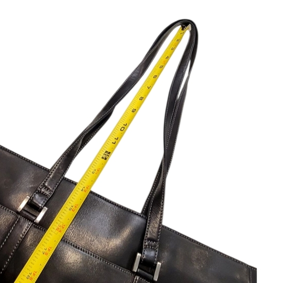 Tignanello Classic Black Leather Computer Bag, Shoulder Bag, Work Tote Nwot - Picture 3 of 6